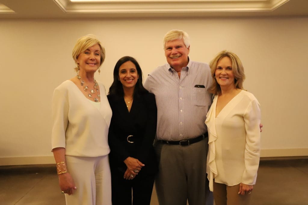 Sheridan Williams, Rania Mankarious, John Eddie Williams, Amy Leibman at the Crime Stoppers community chat at the Williams home.