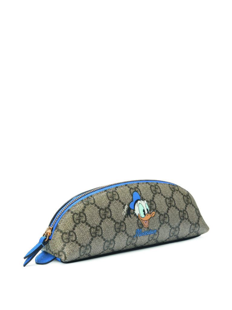 Disney's Donald Duck graces numerous pieces in the Gucci Lifestyle collection including this pencil case.