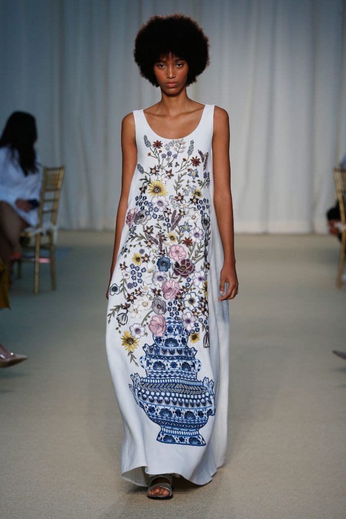 Adam Lippes embroidered ivory linen vase dress. (Photo courtesy of Adam Lippes)