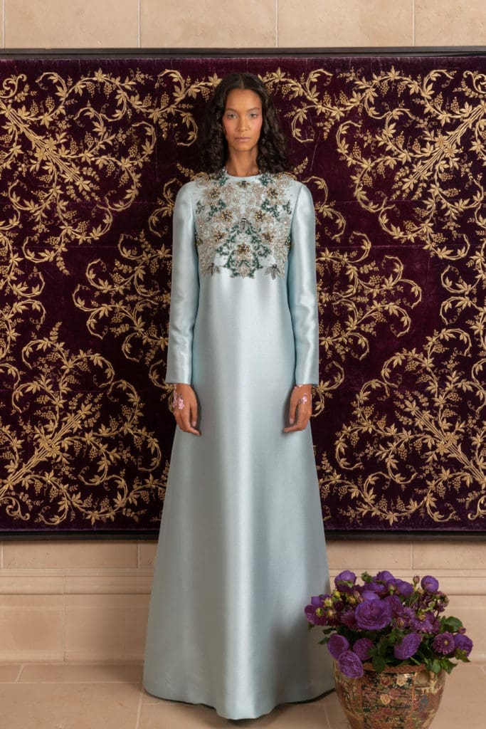 Reem Acra evening gown with jeweled bodice. (Photo courtesy of Reem Acra)