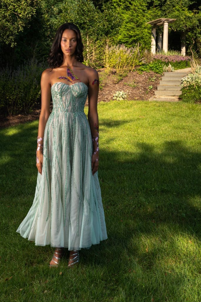 Reem Acra strapless gown with fitted waist. (Photo courtesy of Reem Acra)