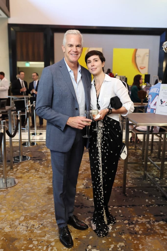 Doug Sain & Erin O'Neill at the PetSet Fierce & Fabulous Soirée at the Post Oak Hotel.  (Photo by Quy Tran)