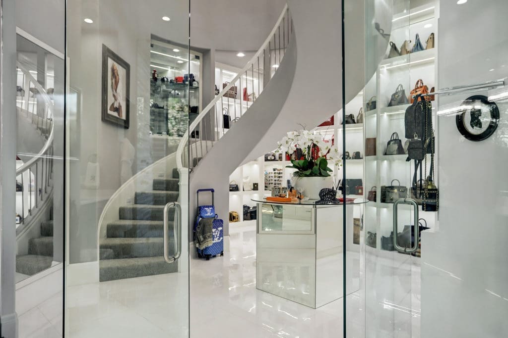 The world famous three-story closet with a floating staircase has been featured in publications around the world.