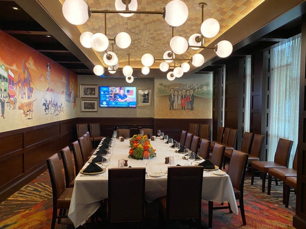 The Clutch City private dining room at the Palm Restaurant in downtown Houston. (Photo by Shelby Hodge)