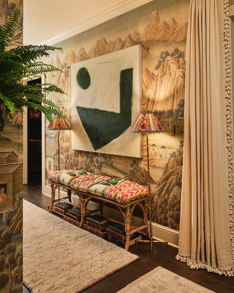 A hallway and powder bath by Caroline Gidiere Design LLC (Photo by Stephen Karlisch)