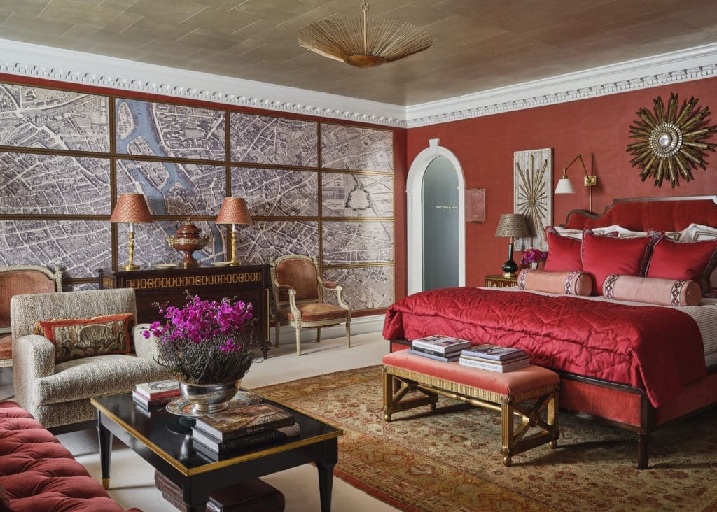 "Chambre Rouge" by Alexa Hampton for Mark Hampton LLC (Photo by Stephen Karlisch. Flowers by Haile Wossen.)