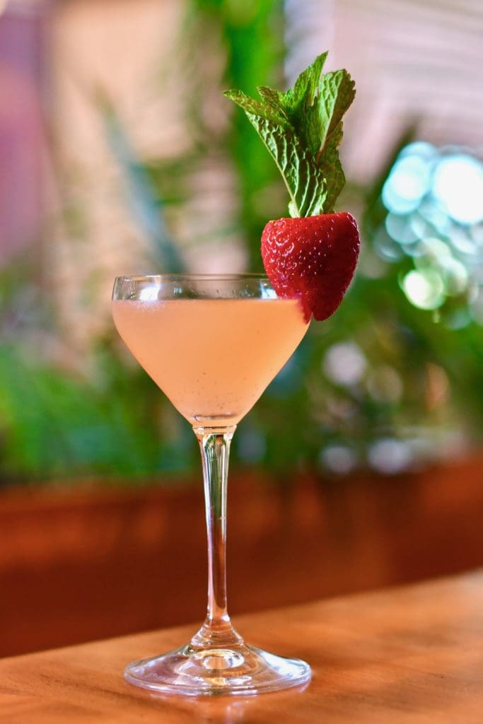 The Mr. Nice Guy cocktail ($12) blends gin with St. Germaine liqueur and fresh strawberries. (Photo by Michael Anthony)