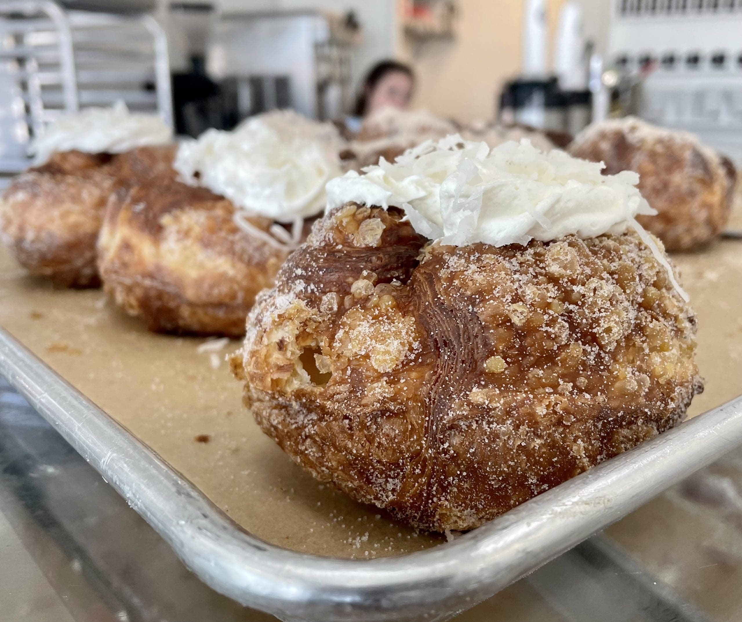 Parlor Doughnuts – Coconut Cream filled cronut with flaky layers