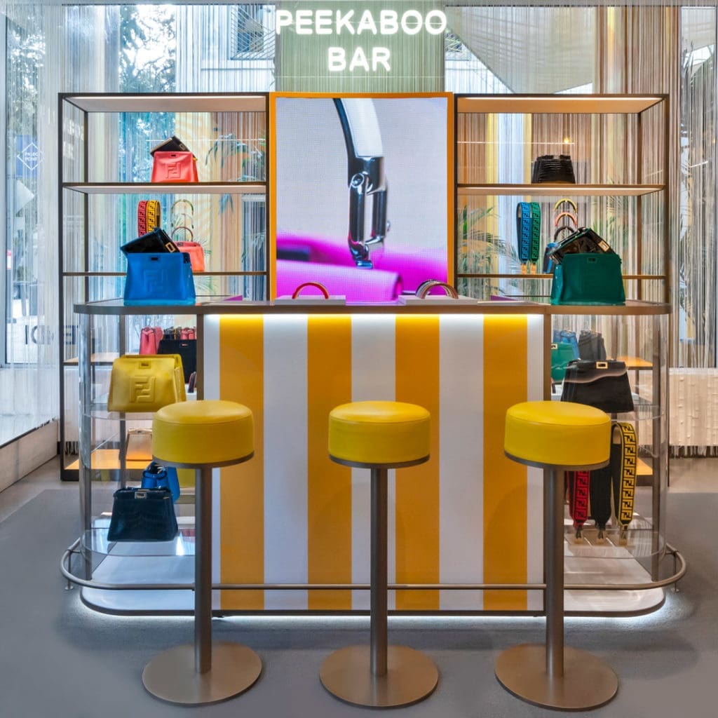 FENDI's Peekaboo Bar in the Galleria boutique offers fans the opportunity to customize their own mini Peekaboo. (Photo courtesy of FENDI)