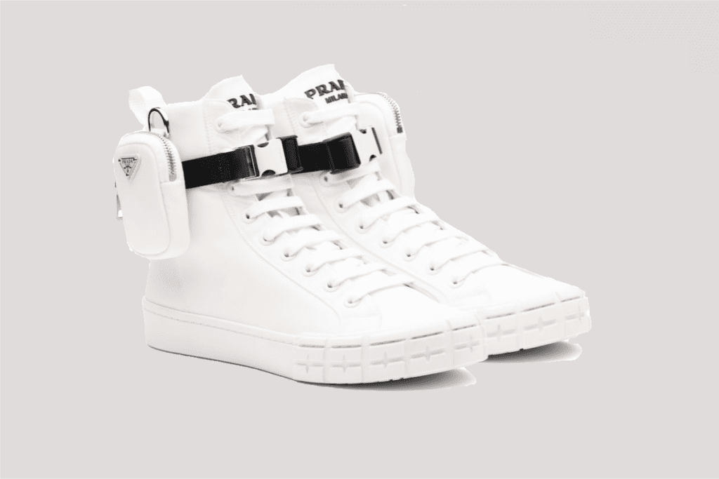 Prada Wheel Re-Nylon high-top sneakers, $1,200, available at Prada boutiques and Prada.com