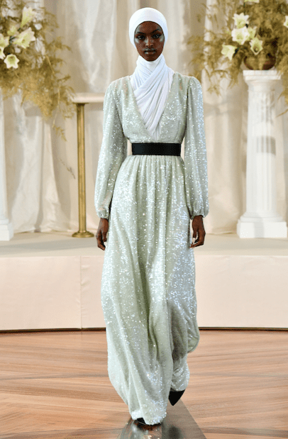 Markarian Beatrice sage sequin tie front dress with crystal trim. (Photo courtesy of Markarian)