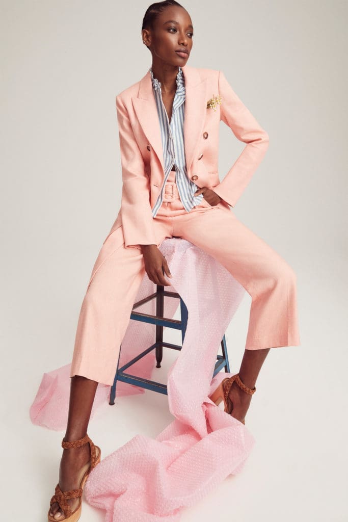From the Veronica Beard spring/summer '22 collection: Peach jacket and three-quarter length pants. (Photo courtesy of Veronica Beard)