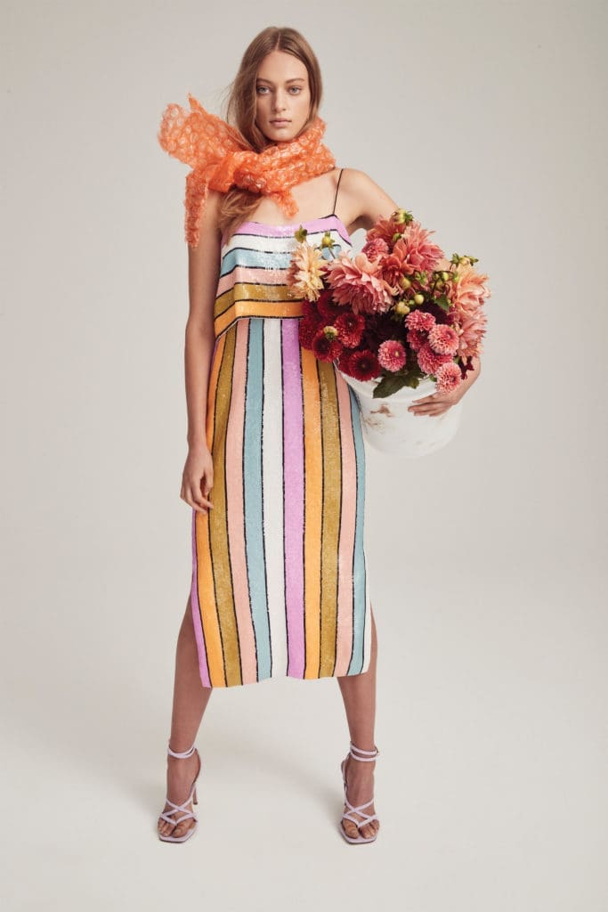 From the Veronica Beard spring/summer '22 collection: Striped sequined party dress. (Photo courtesy of Veronica Beard)