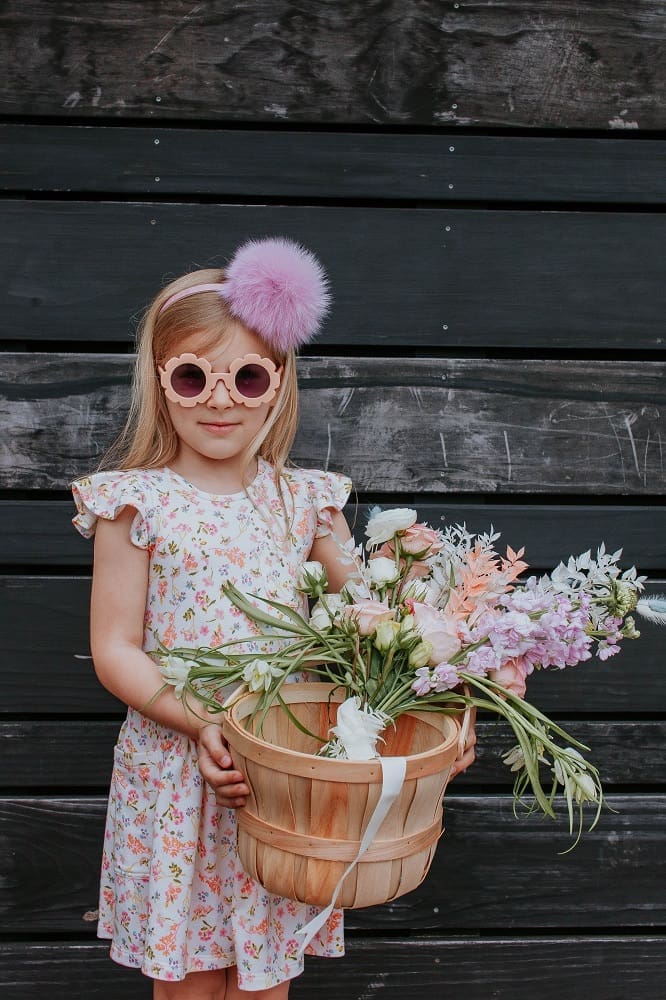 The floral three-pocket jersey flutter sleeve dress by cuteheads.