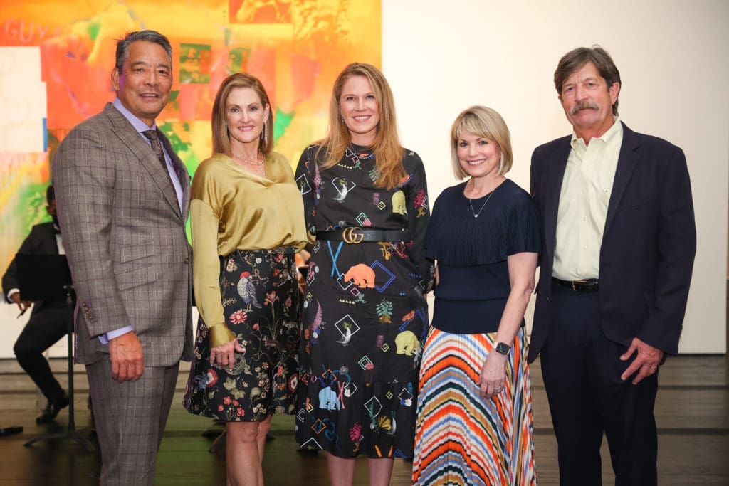 Frank & Stephanie Tsuru, Katie Tsuru, Kelley & Stephen Lubanko at the De Beers Jewellers celebration of its Reflections of Nature collection at The Menil Collection. (Photo by Johnny Than)