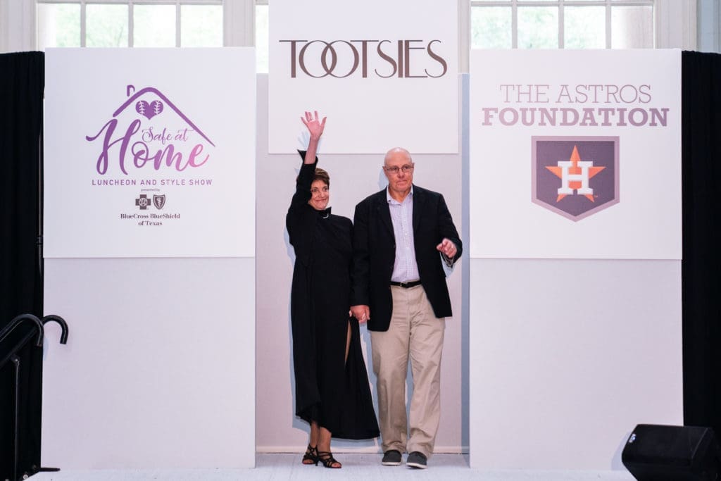 Astros pitching coach Brent Strom and his wife Carrie received enthusiastic applause for their runway turn.