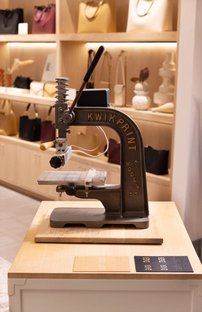 Personalize your new piece with deboss monogramming, available on-site.  (Photo by Justin Clemons)