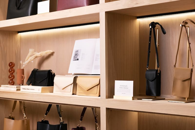 Leatherology's Willow crossbodies and envelope bags make perfect gifts for her.  (Photo by Justin Clemons)