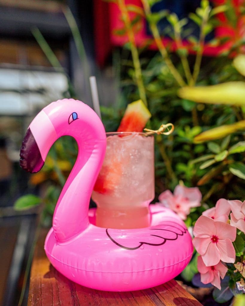 The Basic Beach is served in an inflatable flamingo at Suburban Yacht Club. (Courtesy)