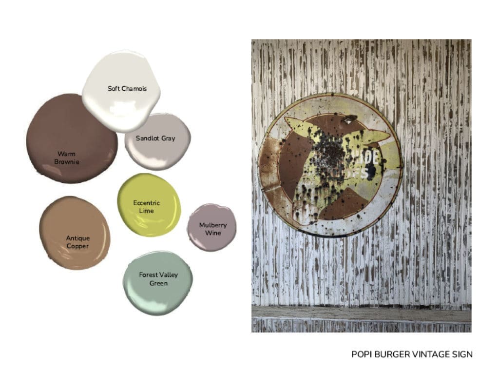 Here's a sneak peek at one of the inspirations for Benjamin Moore's Colors of Round Top — Popi Burger's vintage sign. 