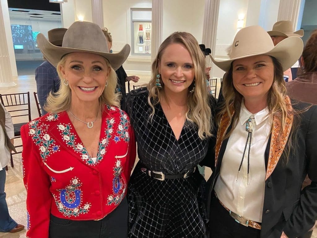 Hall of Fame Member Pam Minick, 2021 Inductee Miranda Lambert, and 2021 Inductee Lari Dee Guy at the 45th National Cowgirl Museum and Hall of Fame Induction Luncheon in Fort Worth, Texas