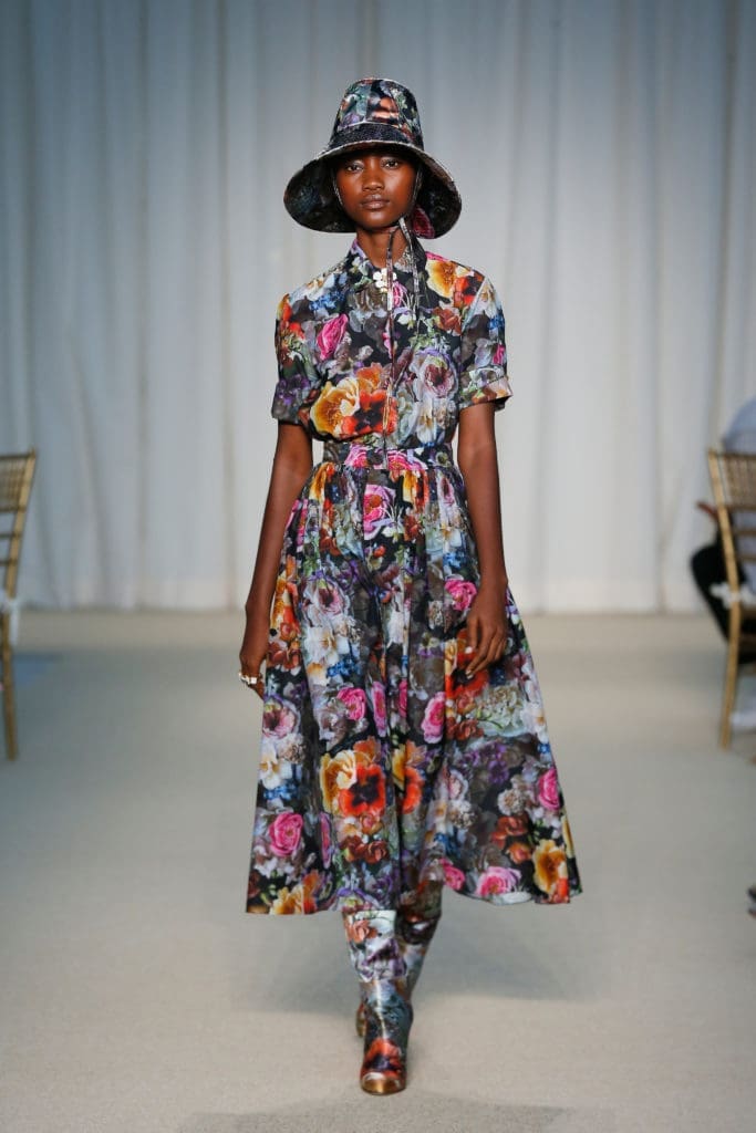 Adam Lippes sugar flower voile shirt, sugar flower voile skirt, sugar flower duchesse hat. (Photo courtesy of Adam Lippes)
