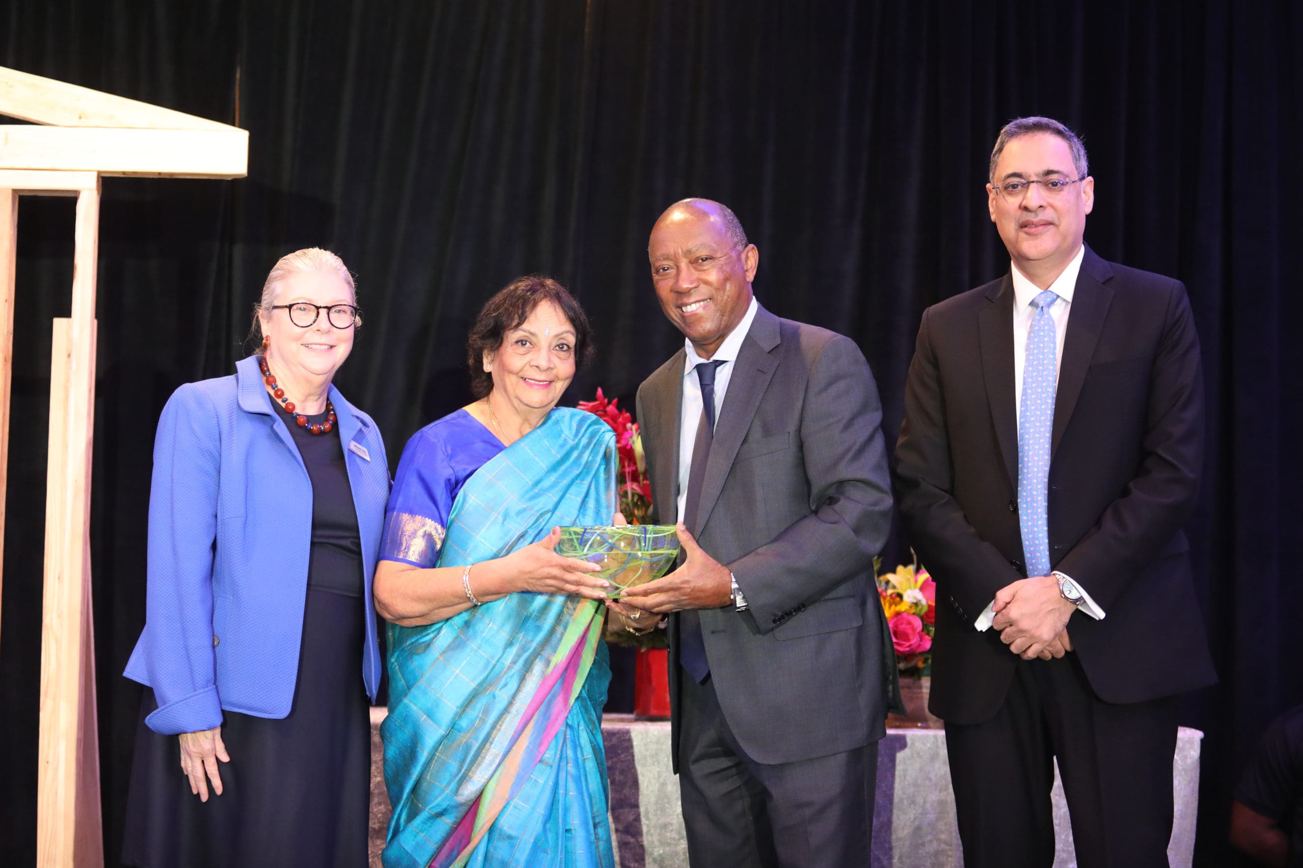 Allison Hay, Leela Krishnamurthy, Mayor Sylvester Turner, Consul General Shri Aseem Mahajan