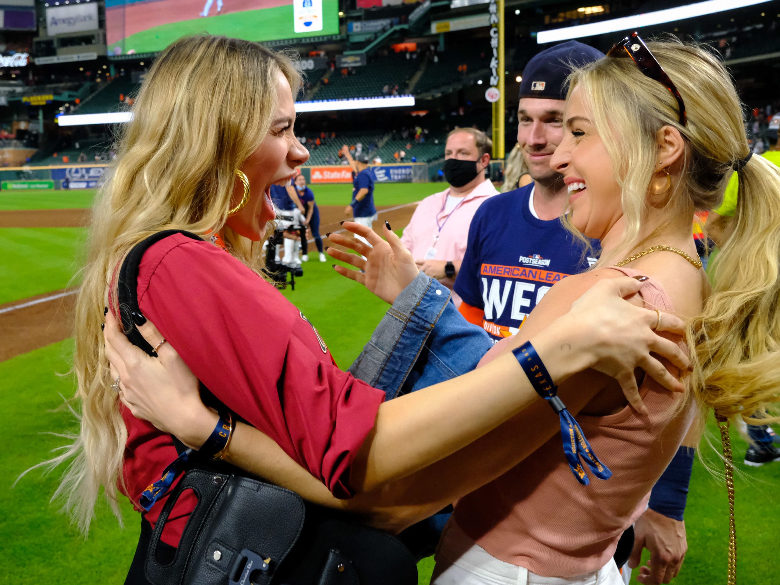 The Houston Astros clinched the American League West division championship with a 3-2 win over the Tampa Bay Rays Thursday at Minute Maid Park, After the victory, family members joined for an on-field celebration.