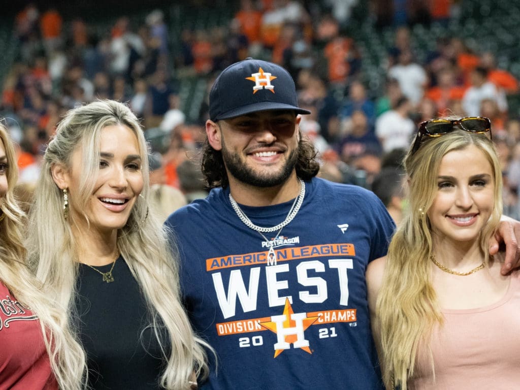 Lance McCullers Jr. and his wife Kara enjoy the Astros family. (Photo by F. Carter Smith)