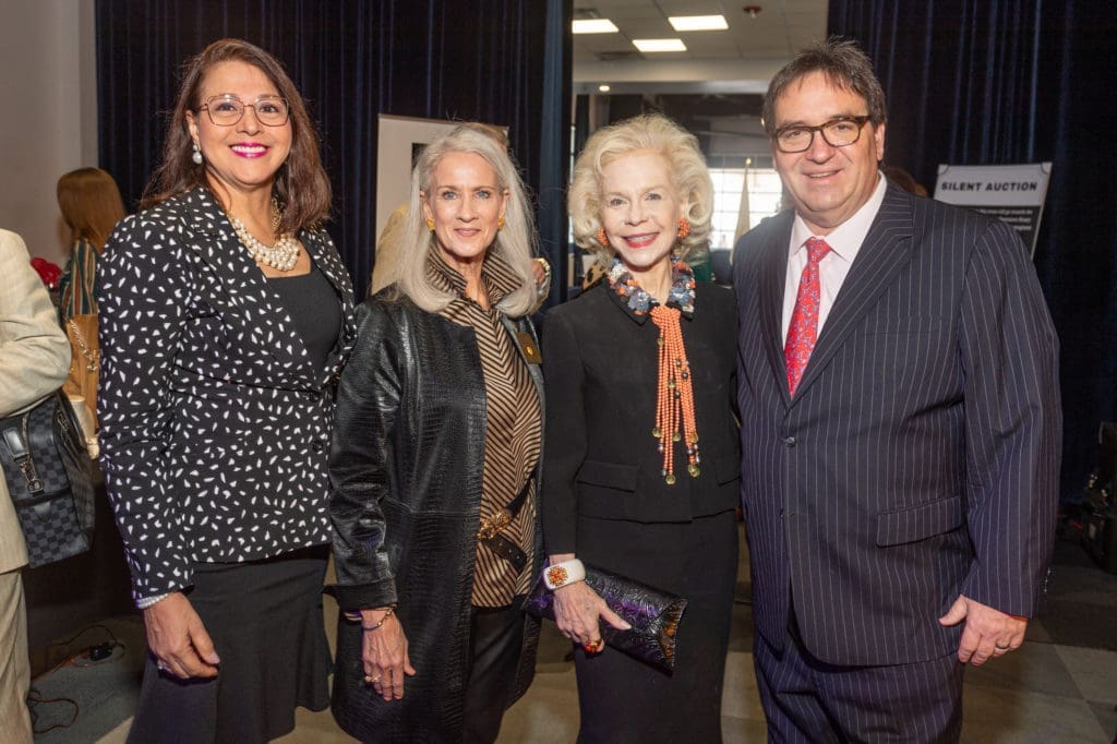 Mervin Wyatt-Ras, Debbye Crofoot, Lynn Wyatt, Trey Wyatt at the Downtown Rotary Club of Houston luncheon (Photo by Fulton Davenport)