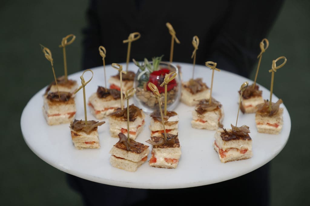 Cheese sandwich appetizers during the launch of the Mercedes-Benz S-Class at the Dallas Arboretum. (Photo by Michael Ainsworth)