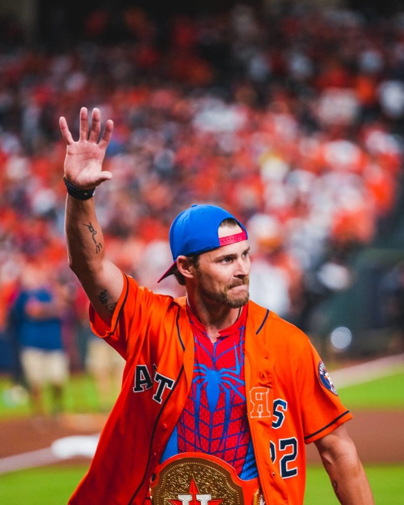 Josh Reddick made the very most of the first pitch moment. (@Astros)