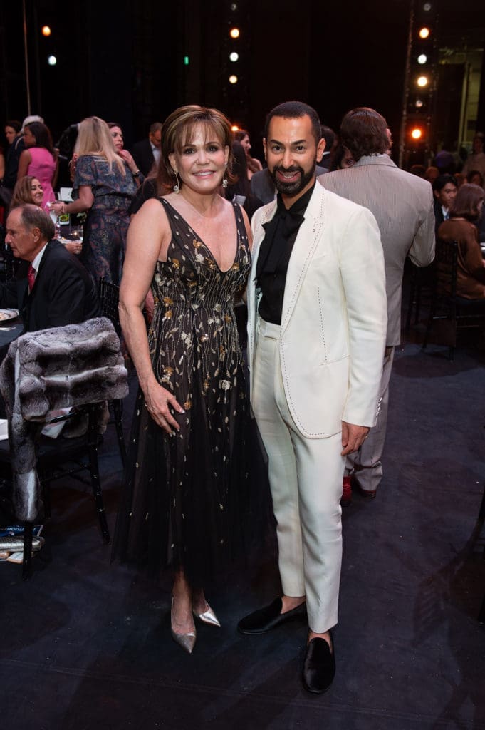 Hallie Vanderhider, Fady Armanious at the Margaret Alkek Williams 'Jubilee of Dance' on-stage dinner.  (Photo by Wilson Parish)