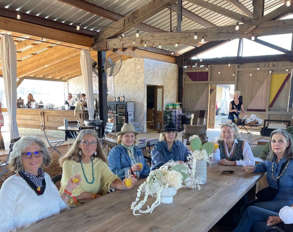 This group of Houston femmes are among the first to take advantage of the inaugural VIP Experience at The Halles during the Round Top Antiques Show.