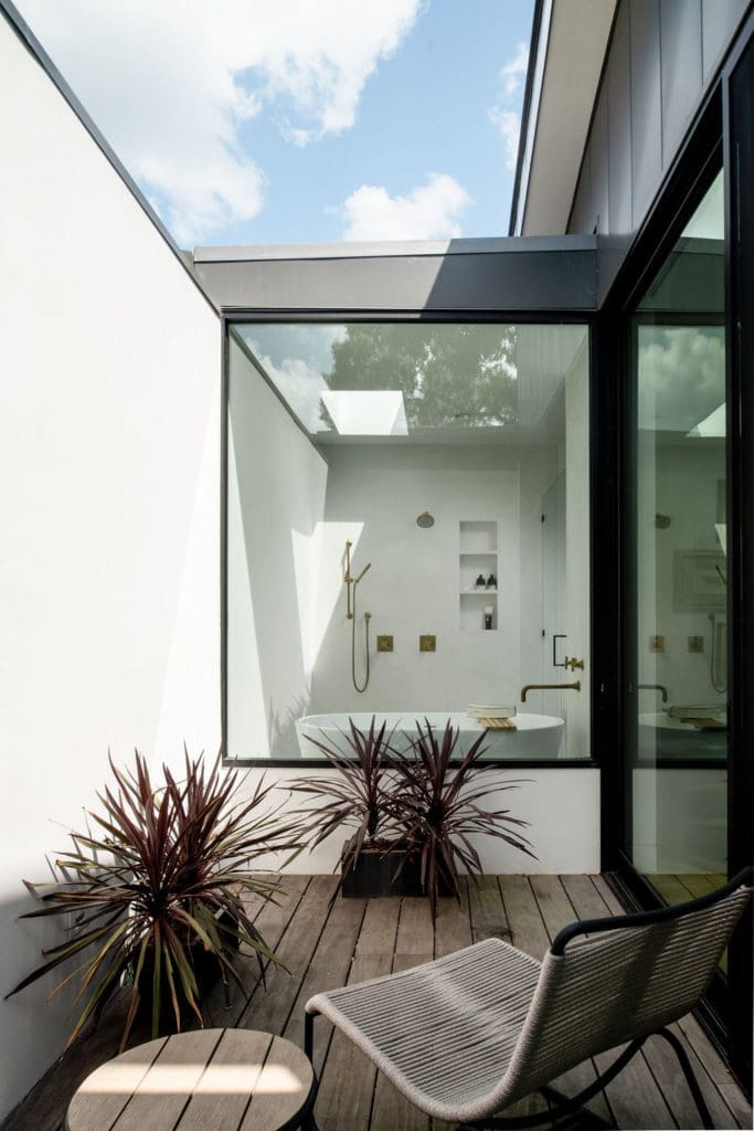 Skylights allow the Inverse House to be filled with light and color. (Photo by Tobin Davies Photography)