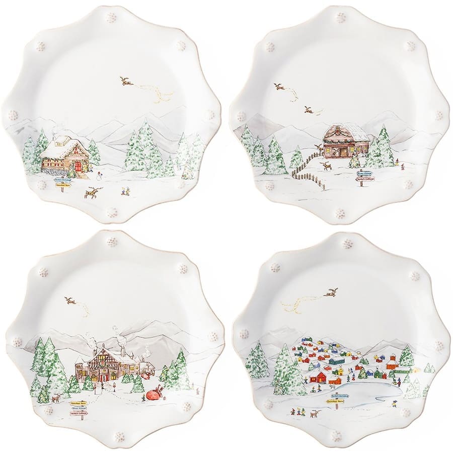 Juliska’s Berry & Thread North Pole Scalloped Plate Set.