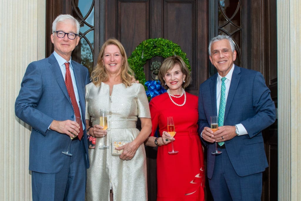 Mark & Laura Yockey, Donna Josey Chapman, Dr. Samuel Selesnick at The American Hospital of Paris Foundation dinner held in the Chapman's River Oaks home. (Photo by Jacob Power)