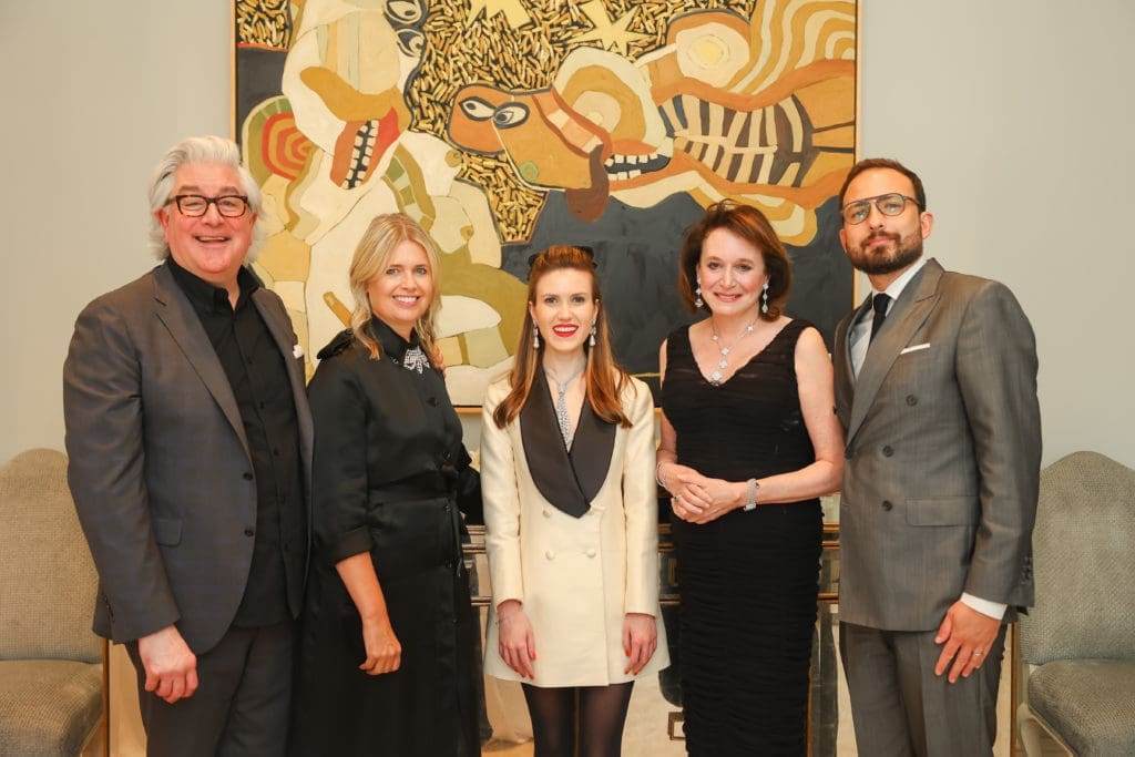 Philip Zoellner, designer Jenny Packham, Neiman Marcus' Heather Almond, Neiman Marcus GM Chris Hendel at the cocktail reception honoring the British designer and her 007 capsule collection.