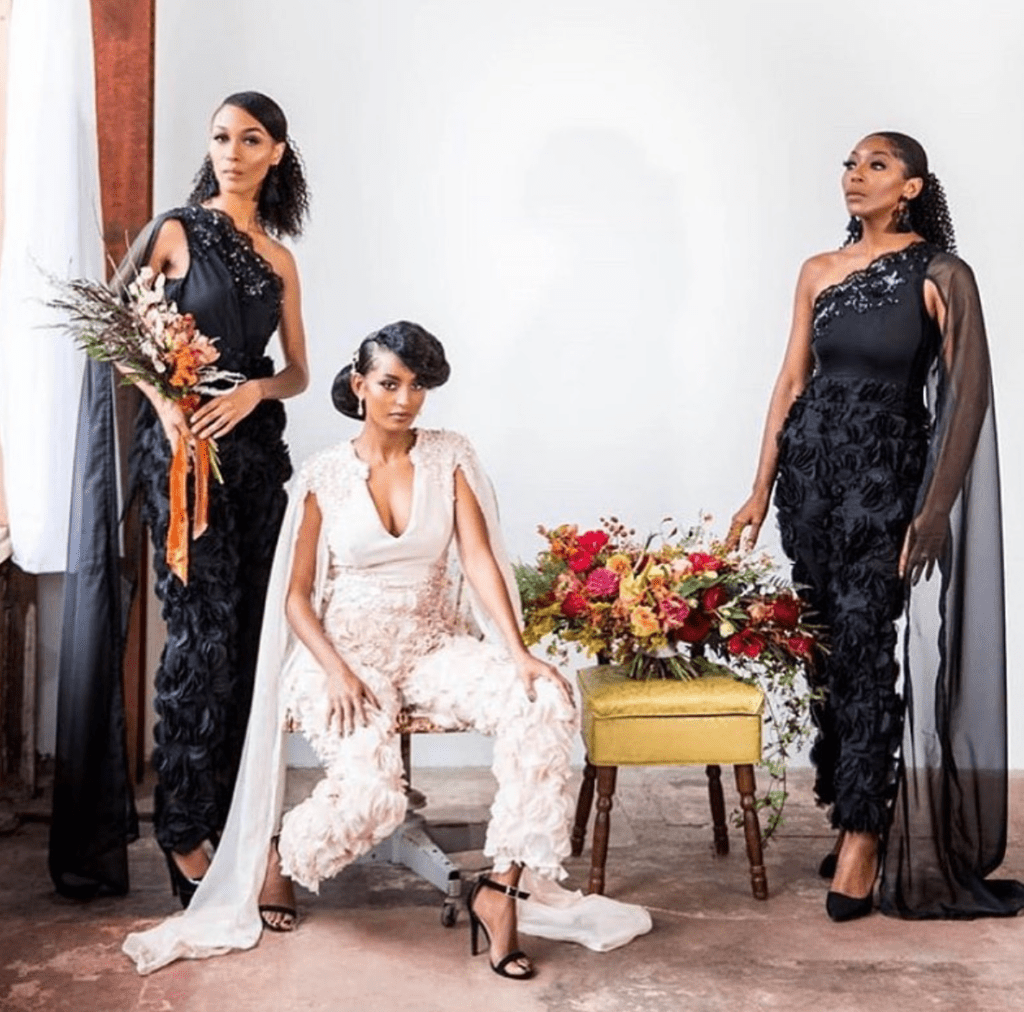 Chastity Sereal's wedding jumpsuits are a favorite among brides and bridesmaids. Photo by Harbor Grace Photography.