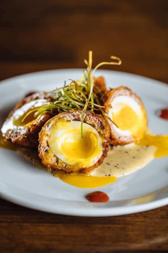 Trinity College Irish Pub serves up a special Scott Eggs breakfast from across the pond.