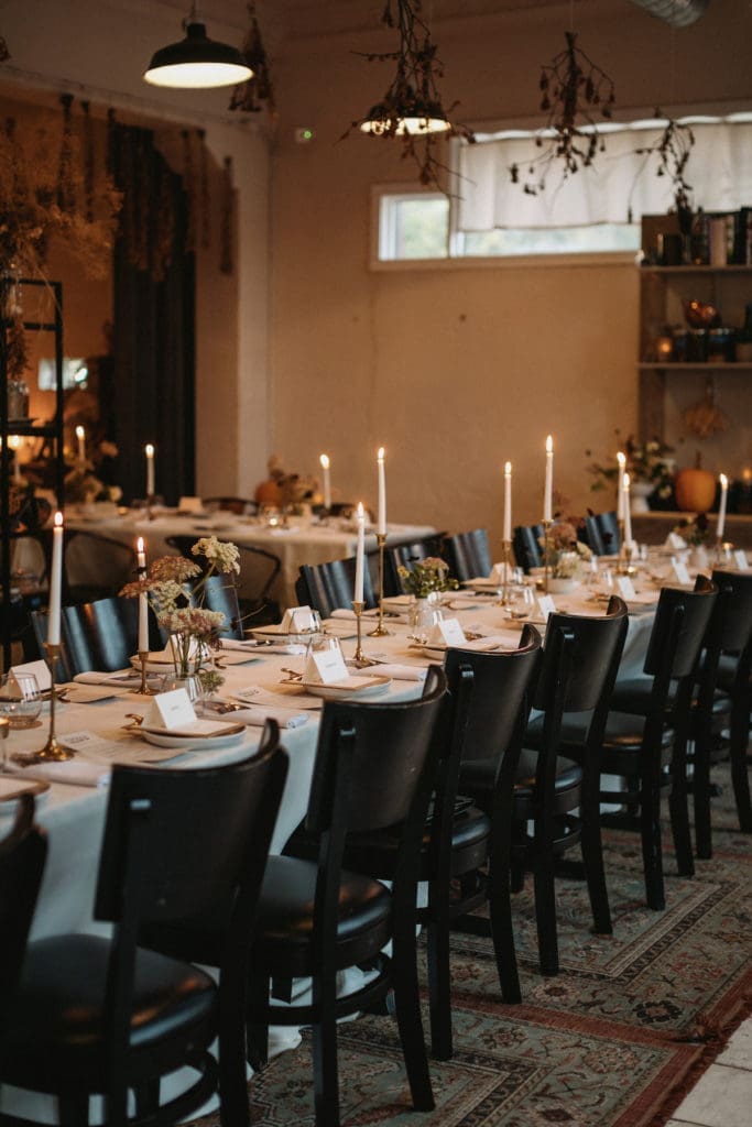 Guests filled two long tables in the intimate setting. (Photo by Rebecca Patton, BECKLEY)