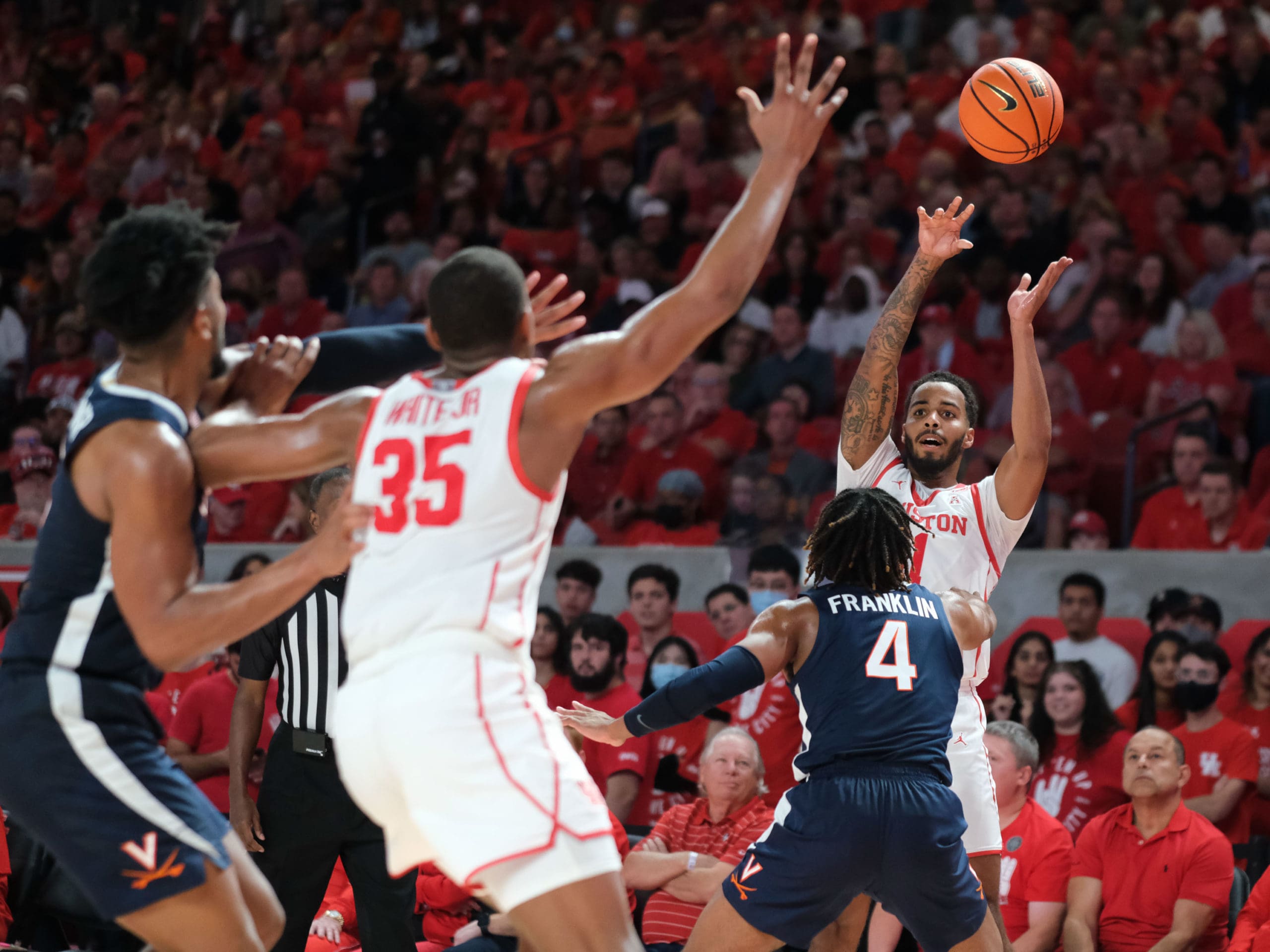The University of Houston Cougars basketball team defeated the Virginia Cavaliers at the Fertitta Center