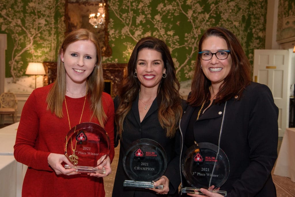 Kendall Bell, Sabrina Ham, Noelle Reed winners in the Arms Wide Adoption Services Texas Hold 'Em fundraiser (Photo by Steven David Photography)