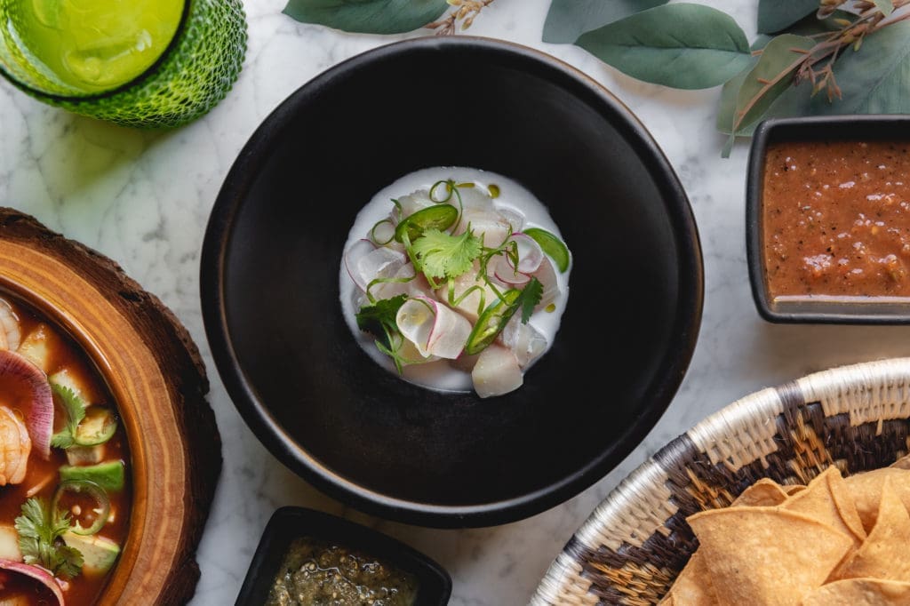 La Mina's Aguachile de Medregal is yellowtail with a kick.