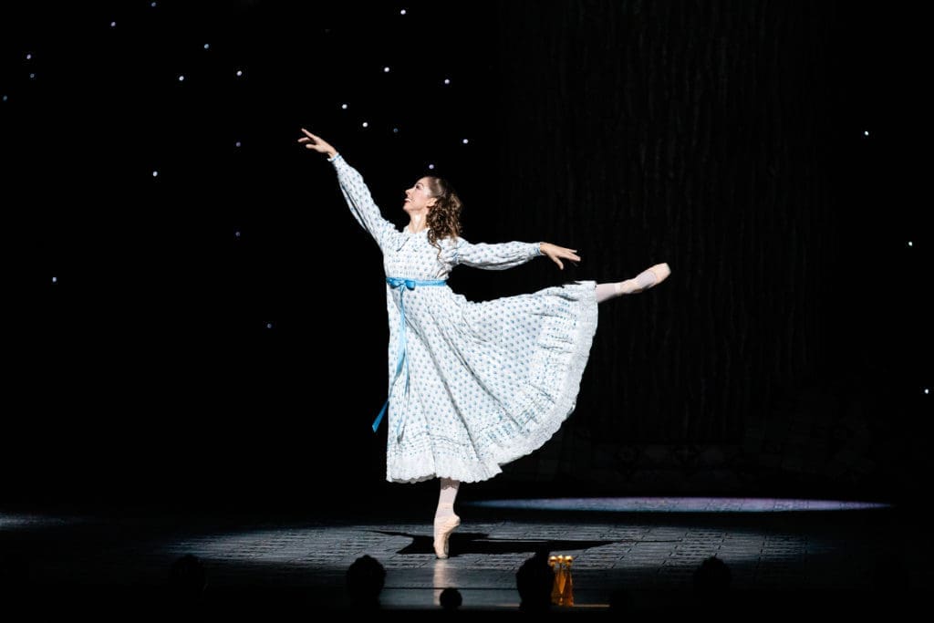 Houston Ballet First Soloist Allison Miller in 2021 as Clara in Stanton Welch's The Nutcracker. (Photo by Lawrence Elizabeth Knox, Courtesy of Houston Ballet)

