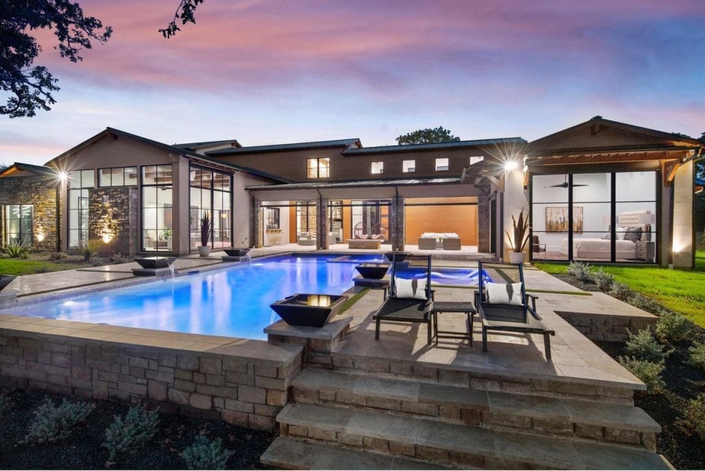 Rockgate Road - view from the backyard pool and spa. Photos courtesy of Zach Spross, for Douglas Elliman.