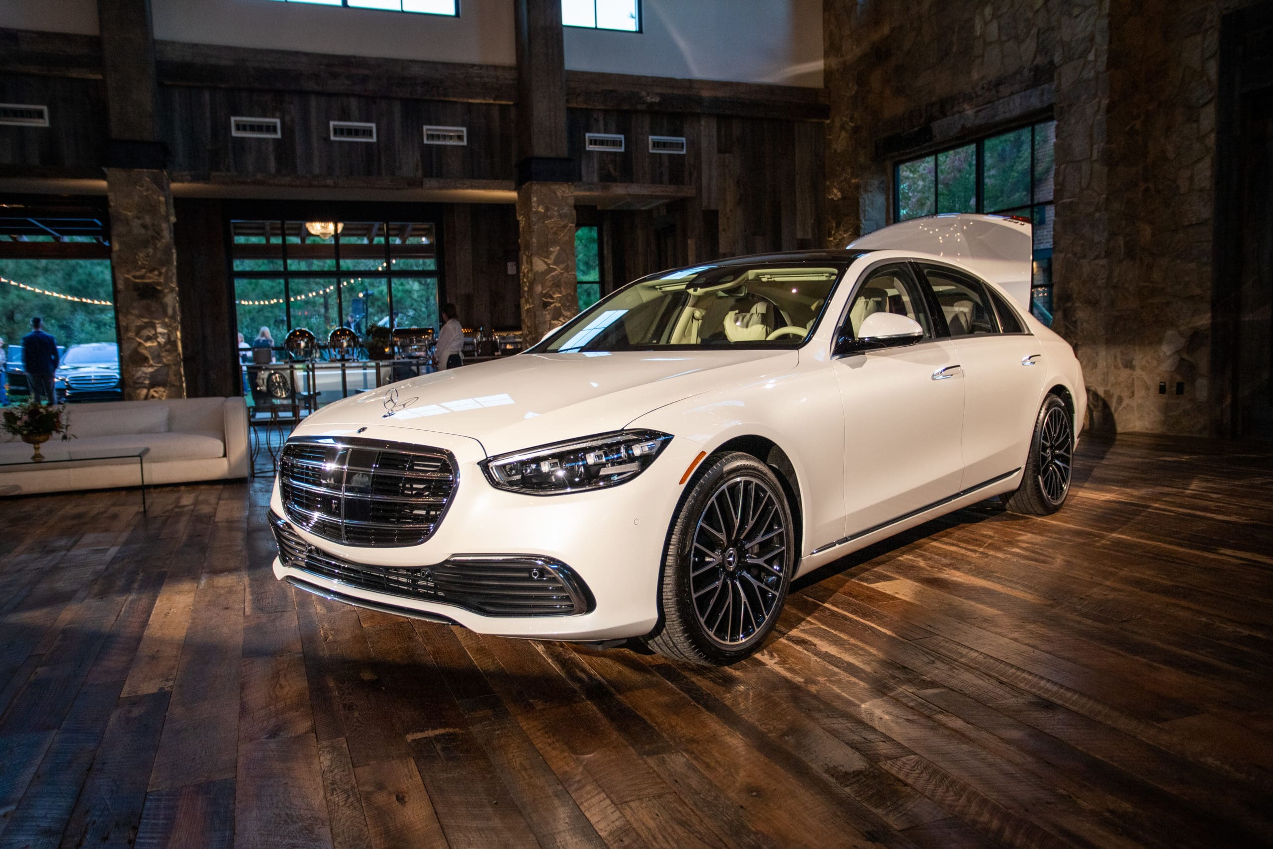 S-Class – Clad in Diamond White on display at the launch party