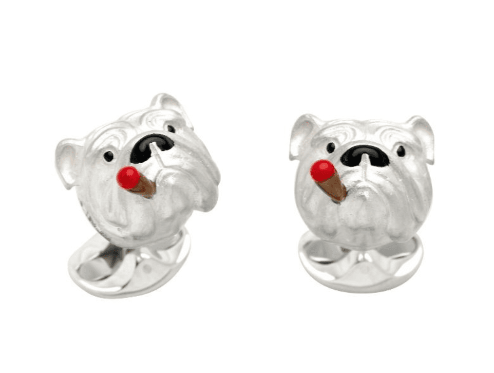 Deakin & Francis Bold Sterling Silver Bulldog Cigar Cufflinks.