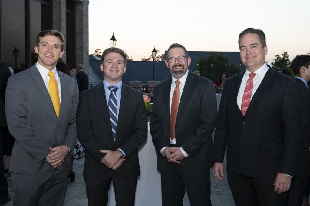 Stephen Johnson, Hayden Dominique, Robert Moore, Harrison Bibb at the Scenic Houston annual dinner.
