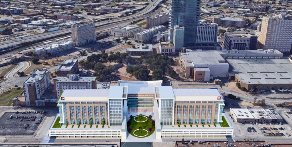 The vision of the new campus located with easy access to rail and highway system.